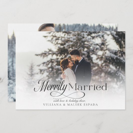 メリー結婚したリーの結婚新しいクリスマスカード 招待状 (正面/裏面)