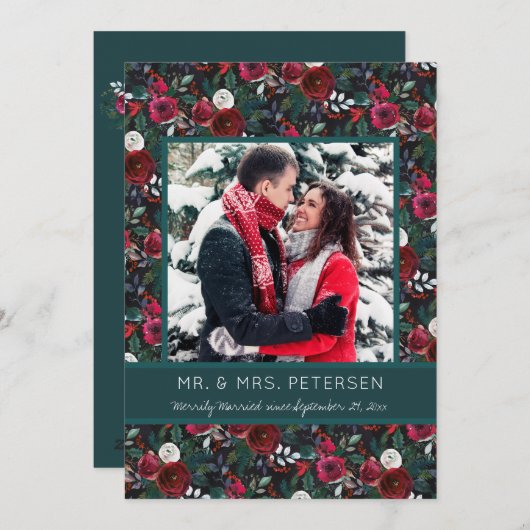 メリー結婚したリーグリーンブルゴーニュのクリスマスフォト シーズンカード (正面/裏面)