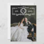 メリー結婚したリーモノグラムリースホリデーフォトカード シーズンカード (正面)