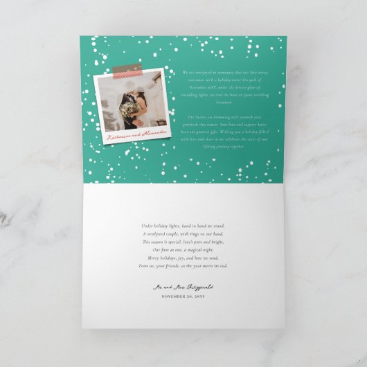 メリー結婚したリー夫妻の初めてのクリスマス写真 シーズンカード (内部)