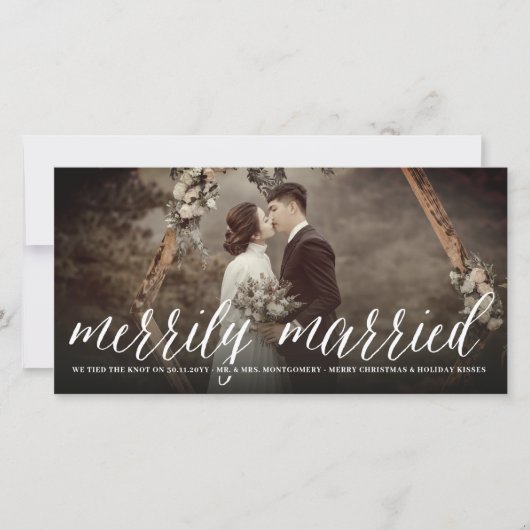 メリー結婚したリー夫妻の初めてのクリスマス写真 シーズンカード (正面)