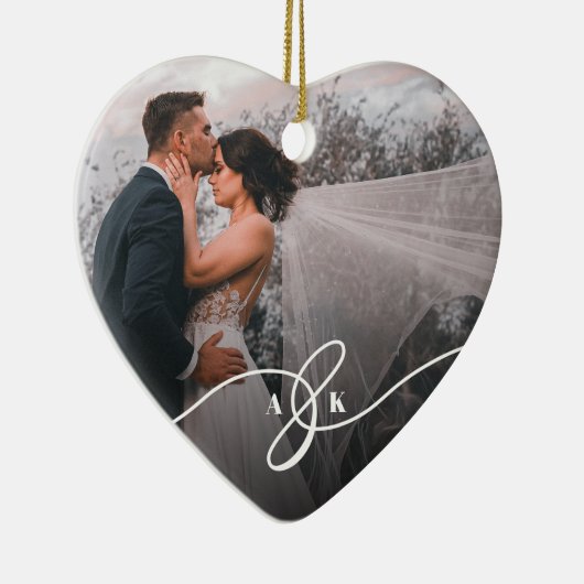 メリー結婚したリー夫妻の初めてのクリスマス写真 セラミックオーナメント (右)