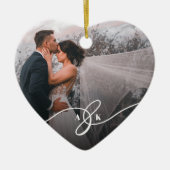 メリー結婚したリー夫妻の初めてのクリスマス写真 セラミックオーナメント (正面)