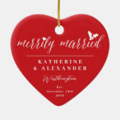 メリー結婚したリー夫妻の初めてのクリスマス写真 セラミックオーナメント (裏面)