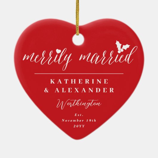 メリー結婚したリー夫妻の初めてのクリスマス写真 セラミックオーナメント (裏面)