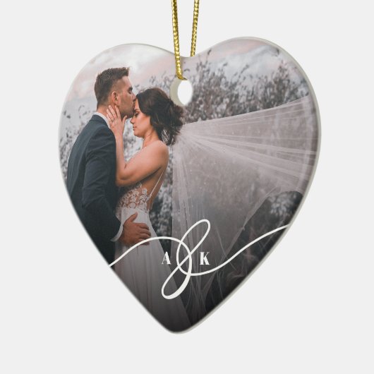 メリー結婚したリー夫妻の初めてのクリスマス写真 セラミックオーナメント (左)