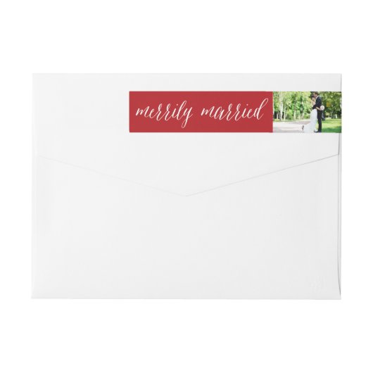 メリー結婚したリー夫妻の初めてのクリスマス写真 ラップアラウンドラベル (裏面)