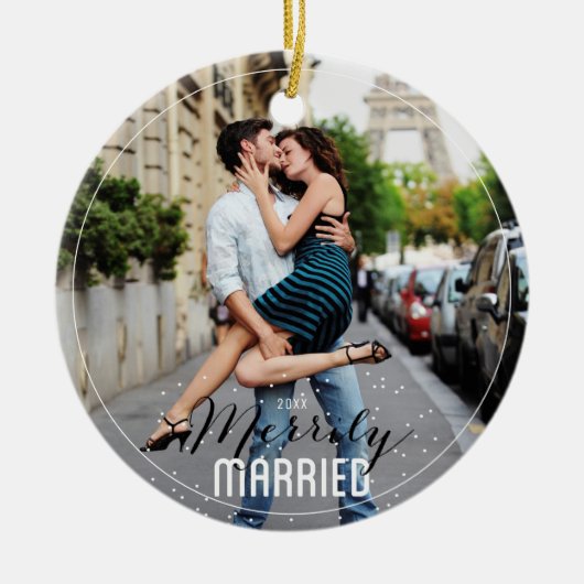 メリー結婚したリー氏ファースト・クリスマス結婚した夫人 セラミックオーナメント (正面)