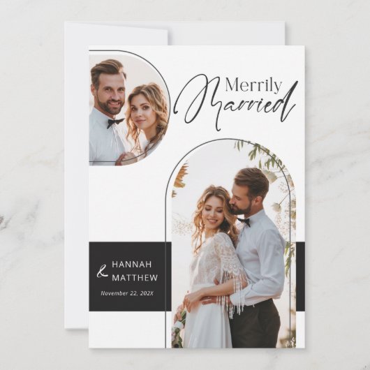 メリー結婚したリー結婚ホリデー白黒 シーズンカード (正面)