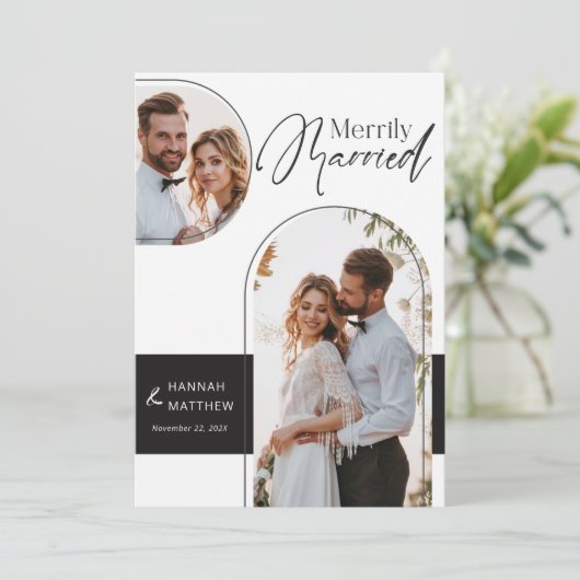 メリー結婚したリー結婚ホリデー白黒 シーズンカード (スタンド正面)