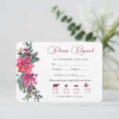 メリー結婚したリー結婚・クリスマス・ピンク・フローラ 出欠カード (スタンド正面)