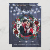 メリー結婚したリー・クリスマス・カップルのフローラ写真 シーズンカード (正面/裏面)