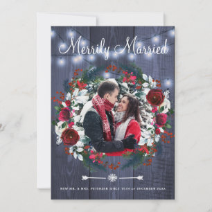 メリー結婚したリー・クリスマス・カップルのフローラ写真 シーズンカード