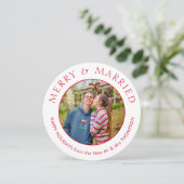 メリー結婚した写真輪状クリスマスホワイト シーズンカード (スタンド正面)