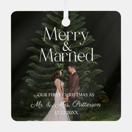 メリー結婚した結婚初めてのクリスマス メタルオーナメント (正面)
