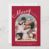 メリー結婚した・クリスマスのアーチ型のフォトレッド シーズンカード (正面)