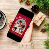 メリー結婚した・クリスマスのアーチ型のフォトレッド シーズンカード