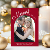 メリー結婚した・クリスマス・アーチ写真赤 シーズンカード