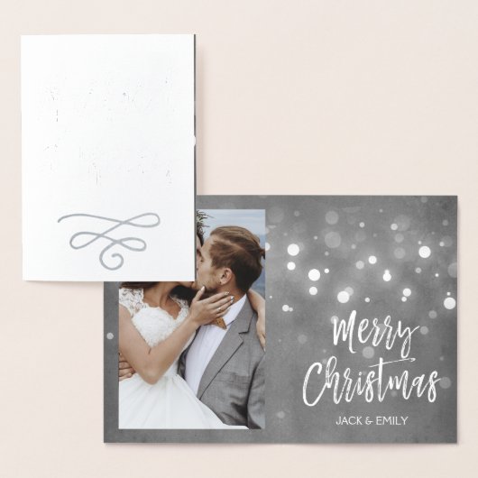 メリー結婚した・クリスマス・シルバー・フォイル・フォト・カード 箔カード (ディスプレー)