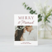 メリー結婚したRed Script モダン Photo Chrimas シーズンポストカード (スタンド正面)