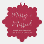 メリー結婚結婚した写真クリスマス オーナメントカード (正面)