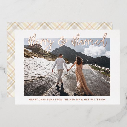 メリー結婚結婚した初めてのクリスマス 箔招待状 (正面/裏面)