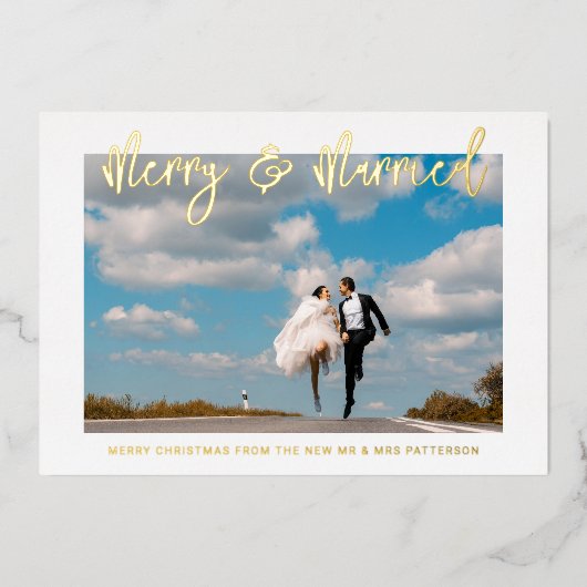 メリー結婚結婚した初めてのクリスマス 箔招待状 (正面)