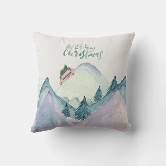 メリー絵を描スの山のシーン投げ枕 クッション (裏面)