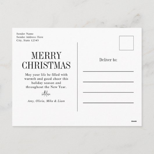 メリー聖降誕祭モダンミニマル シーズンポストカード (裏面)