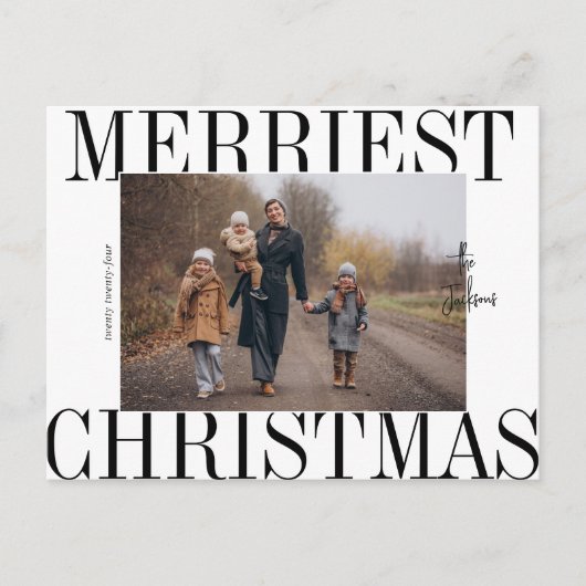 メリー聖降誕祭モダンミニマル シーズンポストカード (正面)