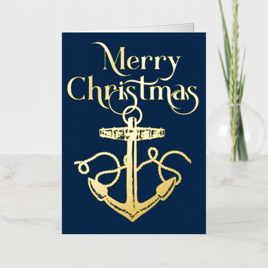 メリー航海のクリスマスいかり海軍金ゴールド 箔シーズンカード (正面)