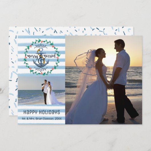 メリー航海の結婚したと、青いストライプ写真、2枚 シーズンカード (正面/裏面)
