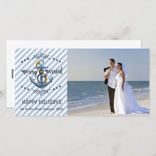 メリー航海の結婚した、青いストライプ写真1枚 シーズンカード (正面/裏面)