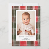 メリー色彩の鮮やかスクリスマス赤と緑の格子模様 シーズンカード (正面)