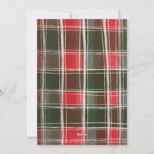 メリー色彩の鮮やかスクリスマス赤と緑の格子模様 シーズンカード (裏面)