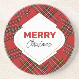 メリー芸術的クリスマスタータンチェックブルゴーニュ コースター