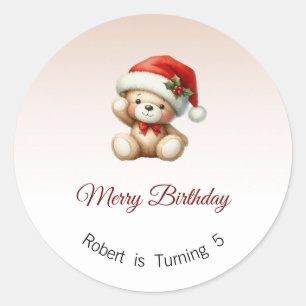 メリー誕生日ラベル、クリスマス誕生日シール ラウンドシール