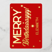 メリー誕生日 – 繁栄クリスマススター 箔シーズンカード (正面)