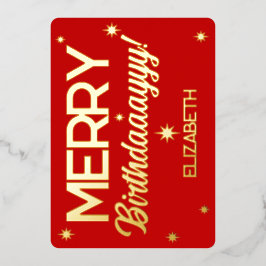 メリー誕生日 – 繁栄クリスマススター 箔シーズンカード
