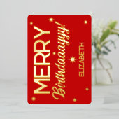 メリー誕生日 – 繁栄クリスマススター 箔シーズンカード (立ち正面)