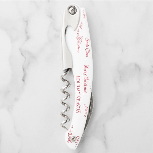 メリー赤と白クリスマスのグラフィック文字 ソムリエナイフ (正面)