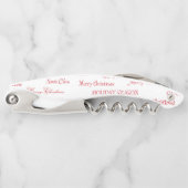 メリー赤と白クリスマスのグラフィック文字 ソムリエナイフ (正面)