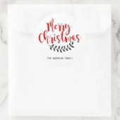 メリー赤と白クリスマスのシパーソナライズされたステッカー ラウンドシール (バッグ)