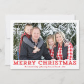 メリー赤と白クリスマスの写真カード シーズンカード (正面)