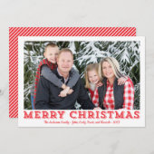 メリー赤と白クリスマスの写真カード シーズンカード (正面/裏面)