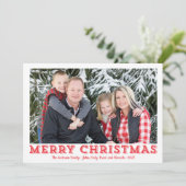 メリー赤と白クリスマスの写真カード シーズンカード (スタンド正面)