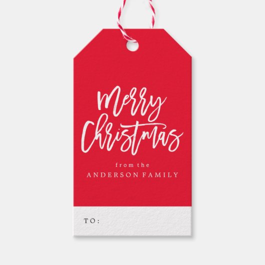メリー赤と白クリスマスの台本 ギフトタグ (正面)