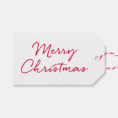 メリー赤と白クリスマスの贈り物ラベル ギフトタグ (正面(横))