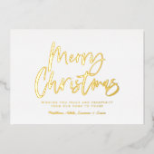 メリー赤と白クリスマスの非写真のスクリプト 箔シーズンカード (正面)