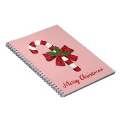 メリー赤と白クリスマス文字付きキャンディーケーン ノートブック (右側)